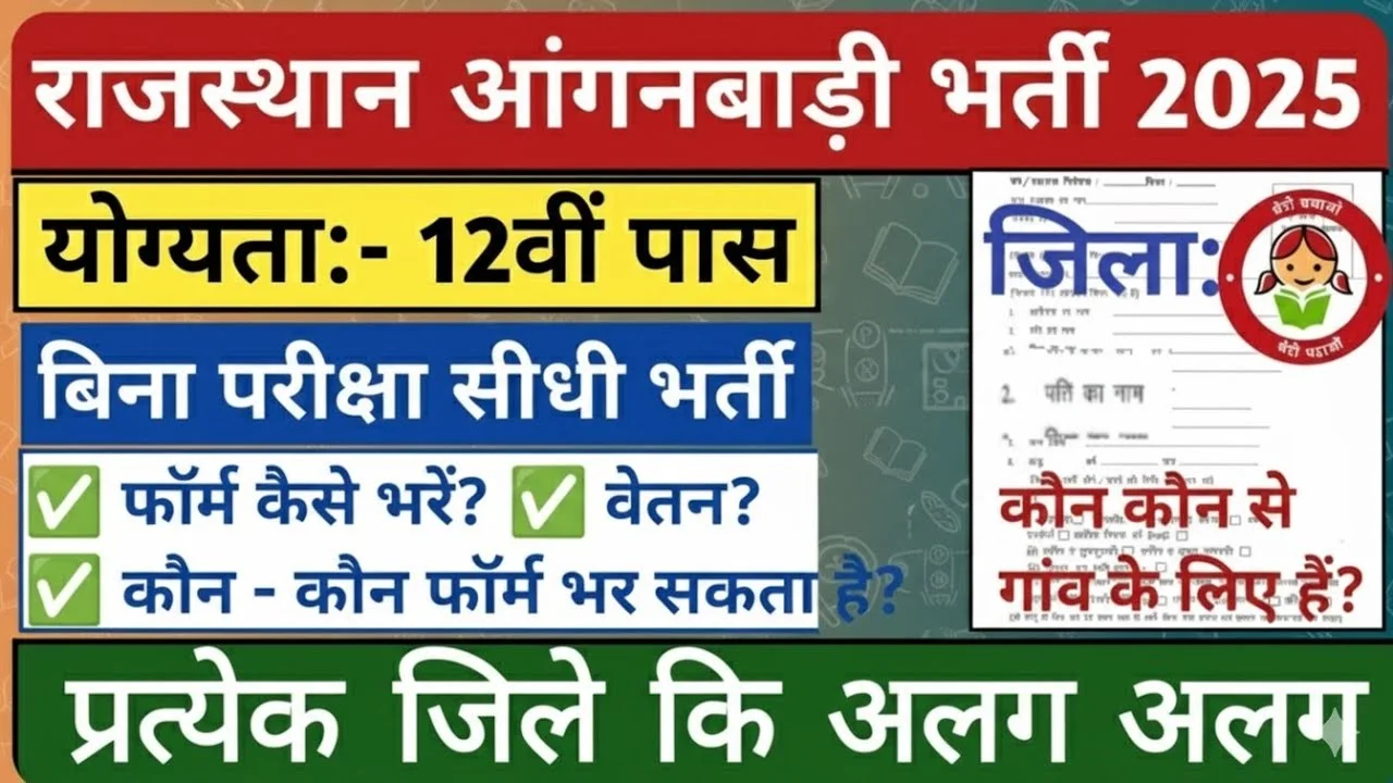 Rajasthan Anganwadi Recruitment 2025: 10वीं 12वीं पास के लिए राजस्थान आंगनवाड़ी में भर्ती का नोटिफिकेशन जारी, आवेदन शुरू